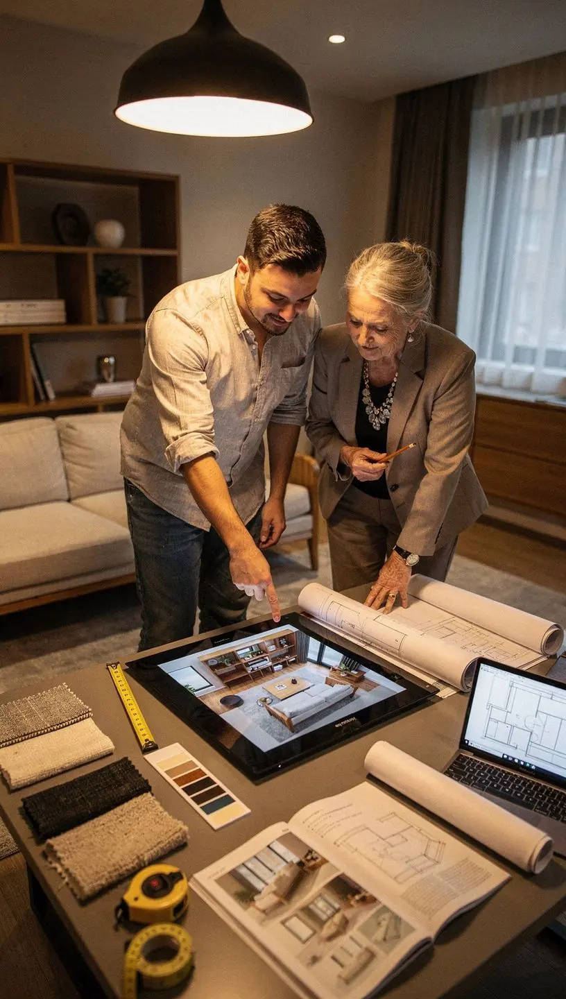 Ein Planungsdiagramm für die Renovierung eines Schlafzimmers mit Raumaufteilung.